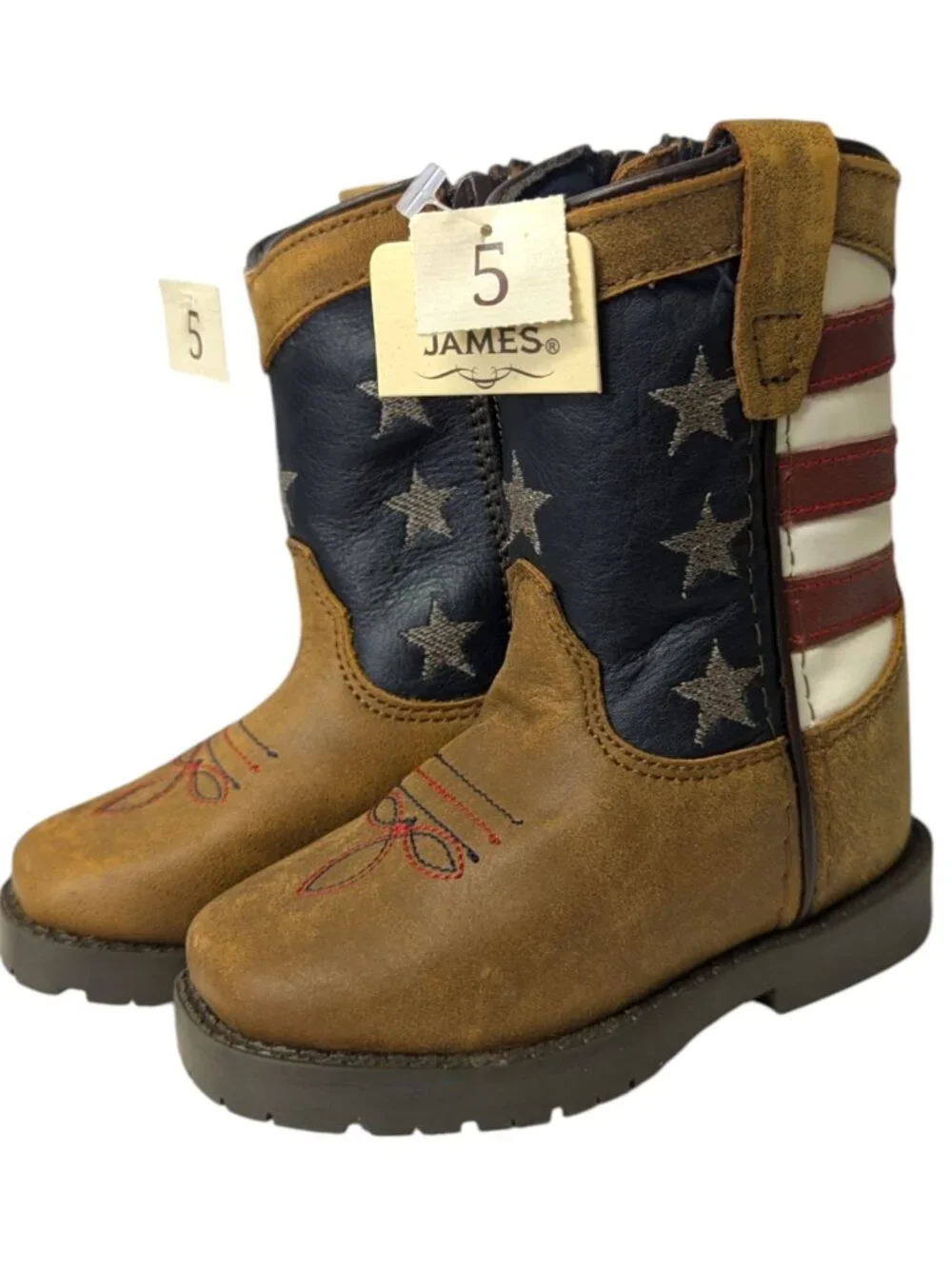NEW Cody James Toddler Boys' USA Flag Western Boots Broad Square Toe Size 5